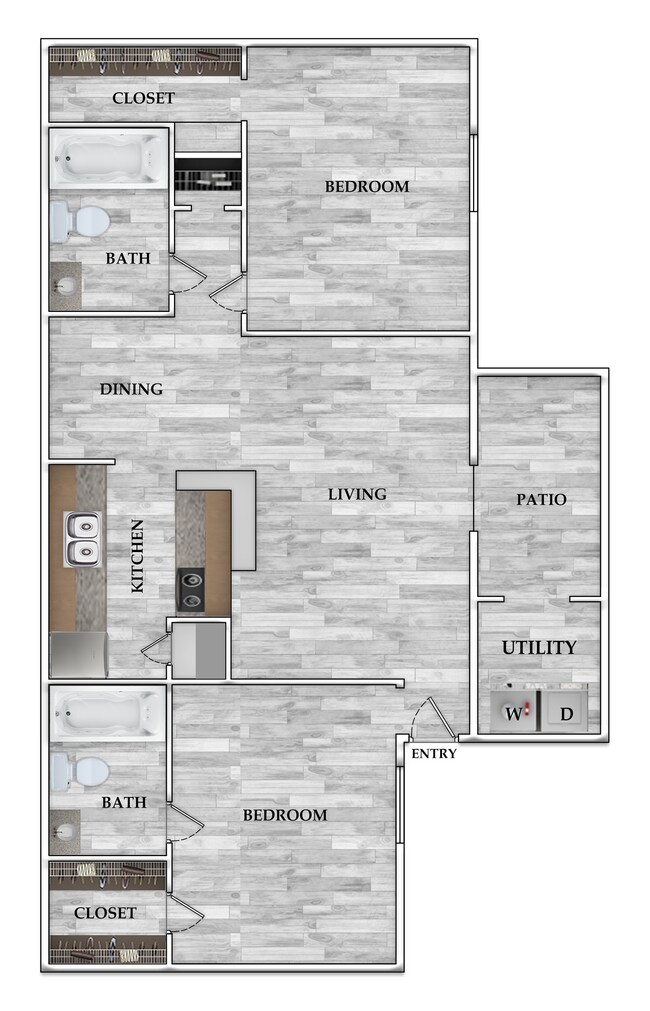 2x2 880 SF 1211 floor plan
